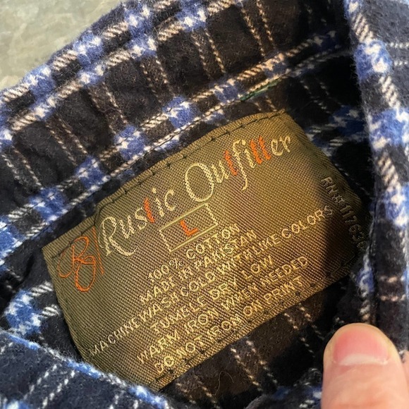 Vintage 90s Y2K Rustic Outfitter Plaid Flannel Button Up Shirt Blue Womens Large - Picture 7 of 11